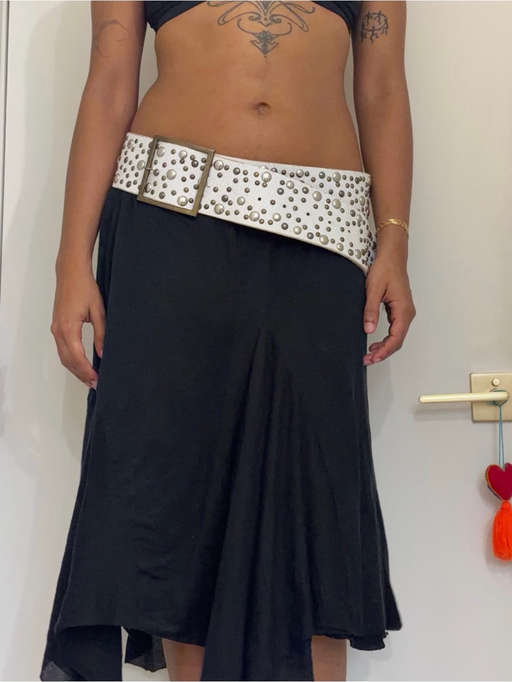 White Studded Leather Belt